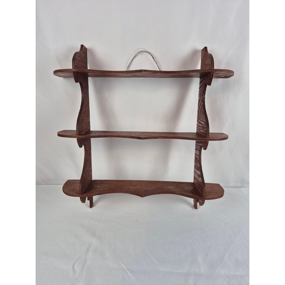Vintage Handmade Wood Spice Rack 3 Tier Wall Shelf Curio Knick Knack Display
